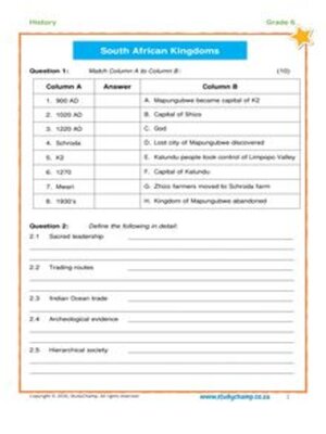 cover image of Grade 6 History Test 1: South African Kingdoms